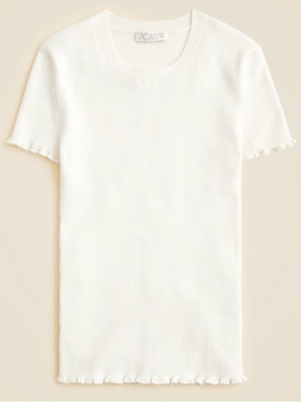 NWT J. Crew Ruffle-trim T-shirt TENCEL™ Short Sleeve Lyocell Blend Ivory